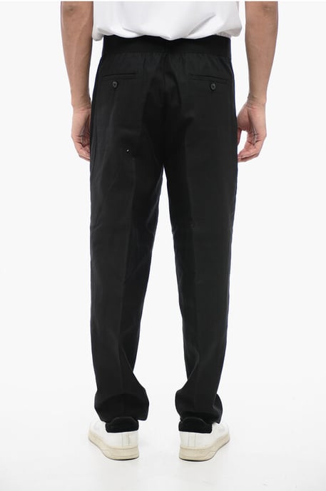 Tapered Fit linnenmix broek met dubbele plooi in zwart - Image 2