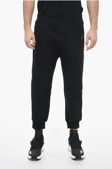 Skinny neopreen bikerbroek met lage taille in zwart - Image 1