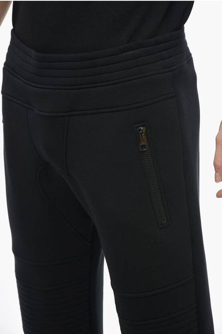 Skinny neopreen bikerbroek met lage taille in zwart - Image 3