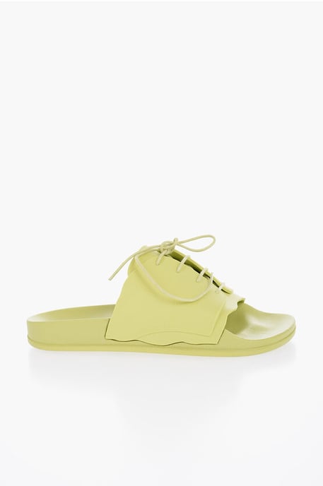 Rubberen slippers met veterdetail in groen - Image 3
