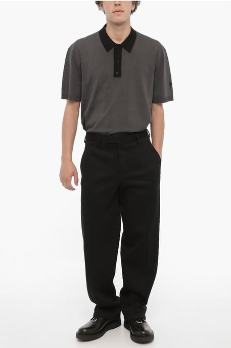 Losse neopreen broek met riemlussen in zwart - Image 4