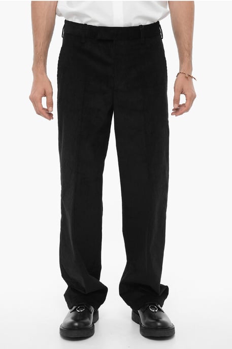 Losse corduroy broek in zwart - Image 1