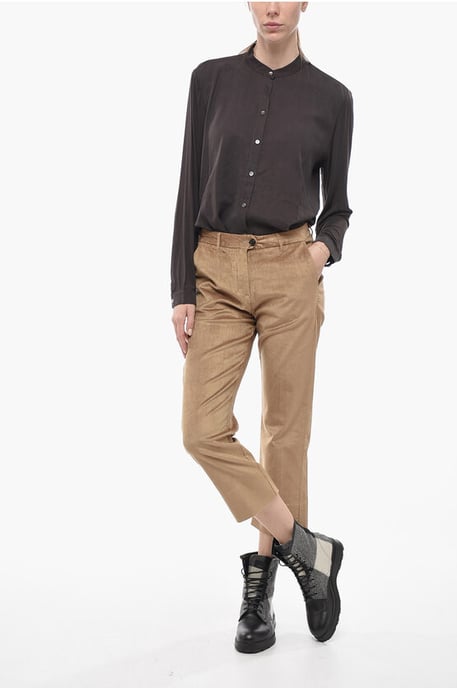 Corduroy broek met wijde pijpen in beige - Image 4