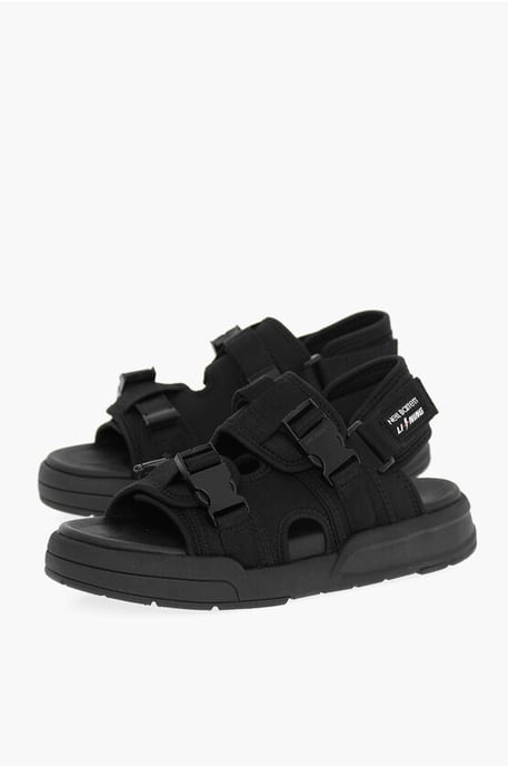 LI-NING effen sandalen met dubbele gesp en sokken in zwart - Image 1