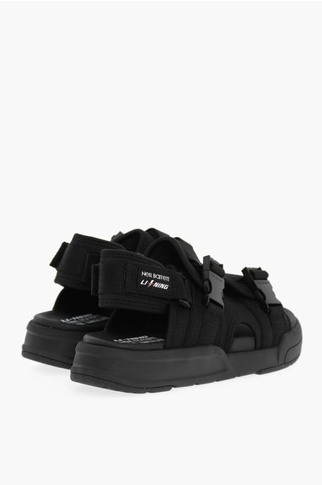 LI-NING effen sandalen met dubbele gesp en sokken in zwart - Image 2