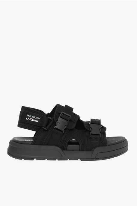 LI-NING effen sandalen met dubbele gesp en sokken in zwart - Image 3