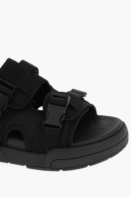 LI-NING effen sandalen met dubbele gesp en sokken in zwart - Image 4