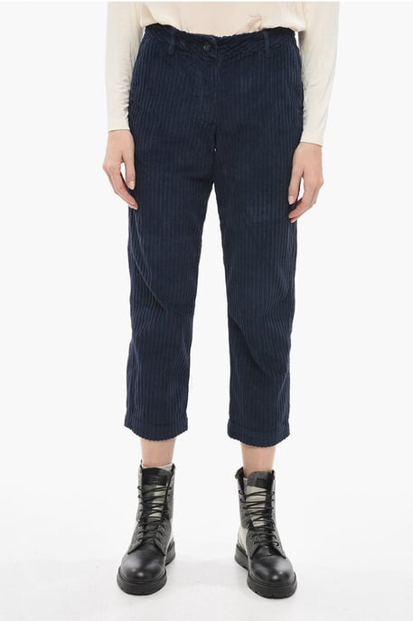 Corduroy broek met brede pasvorm in blauw - Image 1