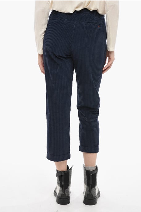 Corduroy broek met brede pasvorm in blauw - Image 2