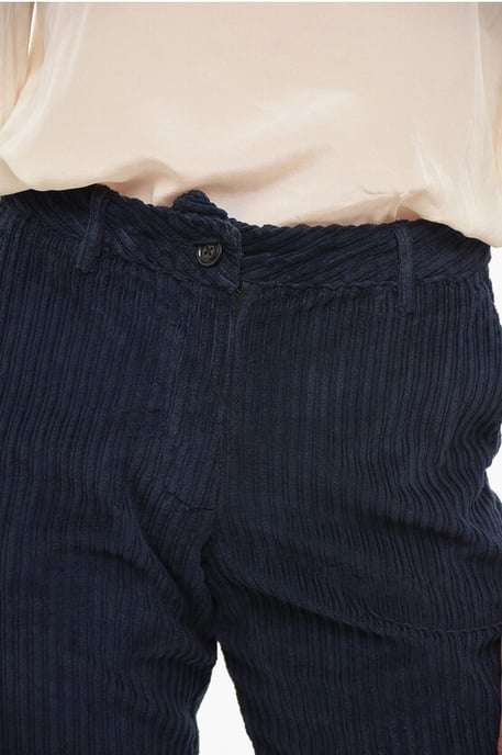 Corduroy broek met brede pasvorm in blauw - Image 3