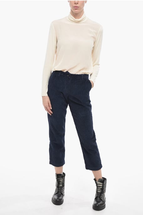 Corduroy broek met brede pasvorm in blauw - Image 4