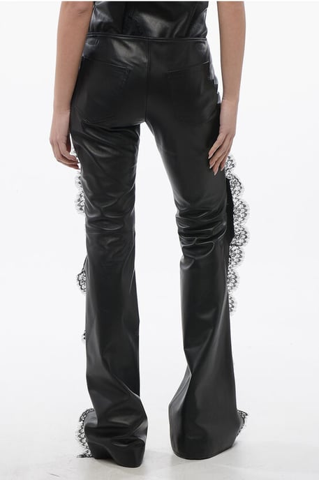 Leren broek met kanten details in zwart - Image 2