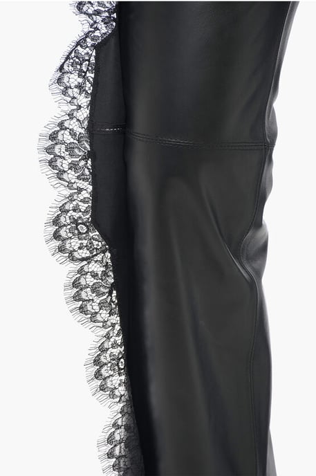 Leren broek met kanten details in zwart - Image 4