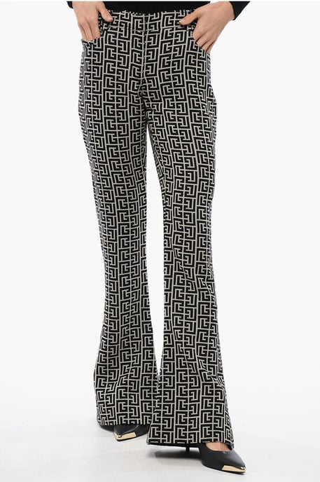 Wollen laag uitlopende broek in zwart en wit - Image 1