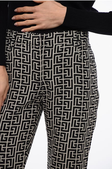 Wollen laag uitlopende broek in zwart en wit - Image 2