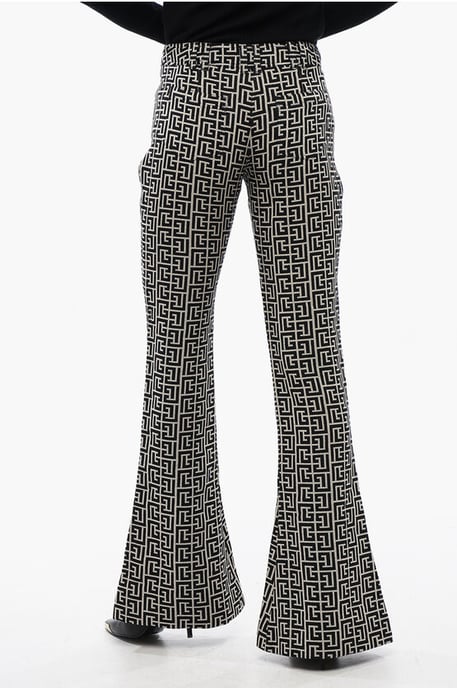 Wollen laag uitlopende broek in zwart en wit - Image 4