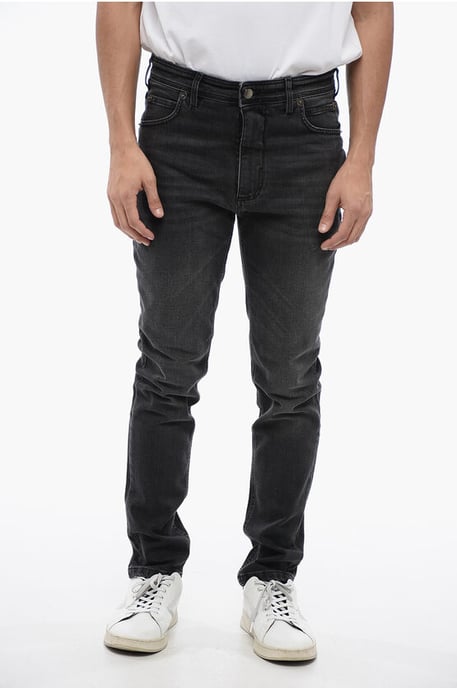 Skinny Fit NICK Stone Washed Denim 14cm in Zwart - Image 1