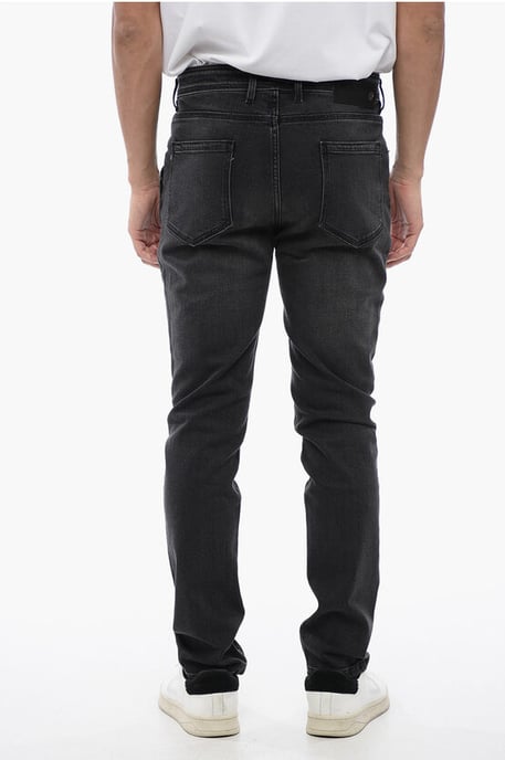 Skinny Fit NICK Stone Washed Denim 14cm in Zwart - Image 2