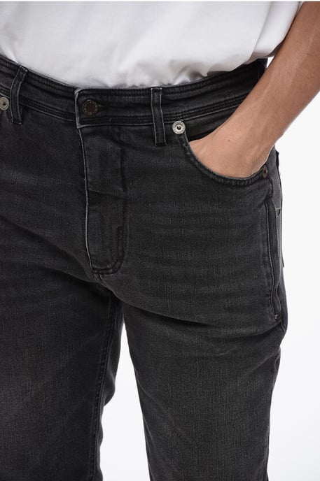 Skinny Fit NICK Stone Washed Denim 14cm in Zwart - Image 3