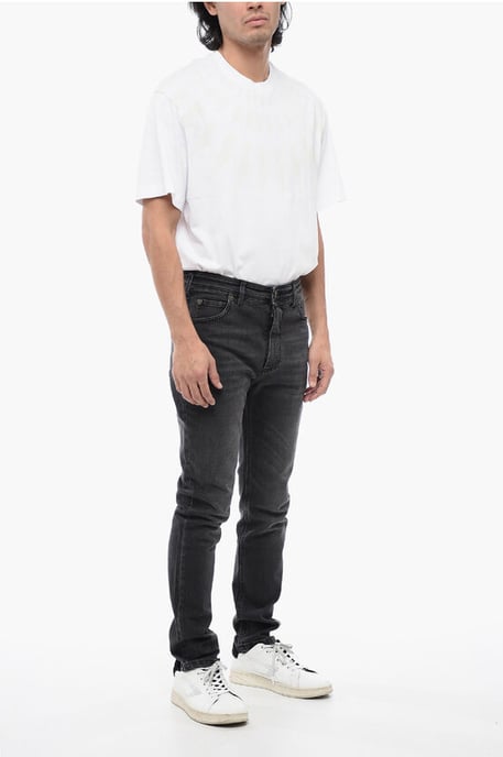 Skinny Fit NICK Stone Washed Denim 14cm in Zwart - Image 4