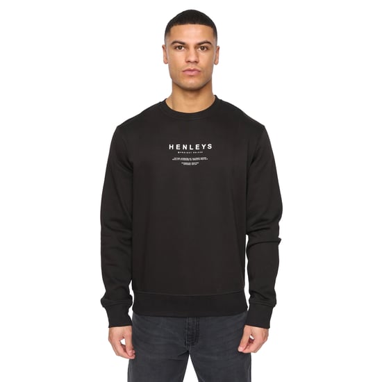 Henleys Heren Henstack Ronde Hals Sweatshirt (Zwart) - Image 1