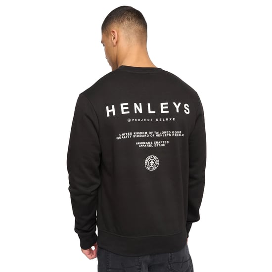 Henleys Heren Henstack Ronde Hals Sweatshirt (Zwart) - Image 2