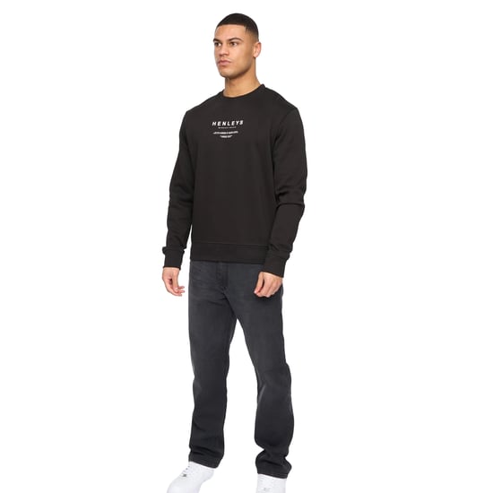 Henleys Heren Henstack Ronde Hals Sweatshirt (Zwart) - Image 3