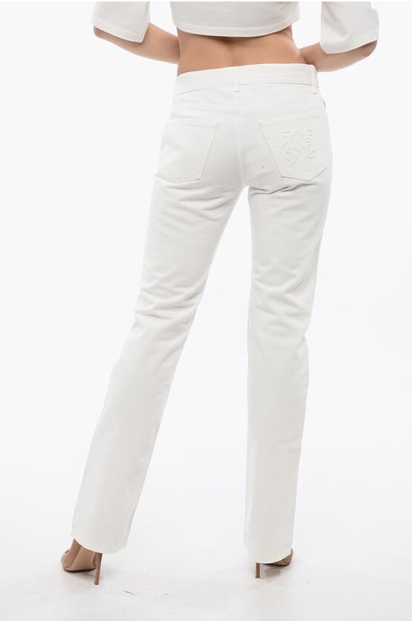 Straight Fit Jeans met geborduurd logo in wit - Image 2