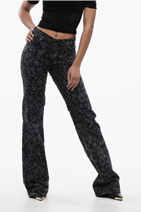 Uitlopende rechte jeans met all-over grafische print 2 in zwart, grijs - Image 1