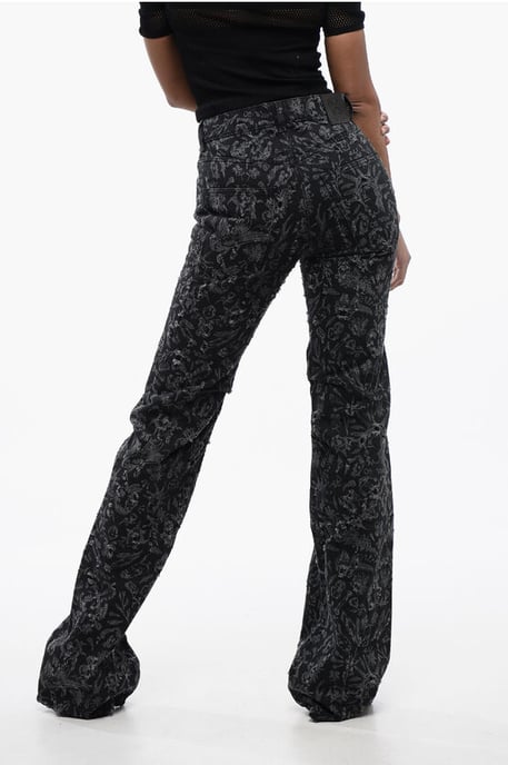 Uitlopende rechte jeans met all-over grafische print 2 in zwart, grijs - Image 2