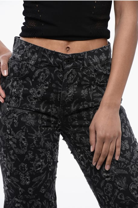 Uitlopende rechte jeans met all-over grafische print 2 in zwart, grijs - Image 3