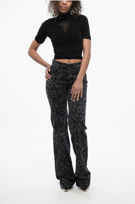 Uitlopende rechte jeans met all-over grafische print 2 in zwart, grijs - Image 4