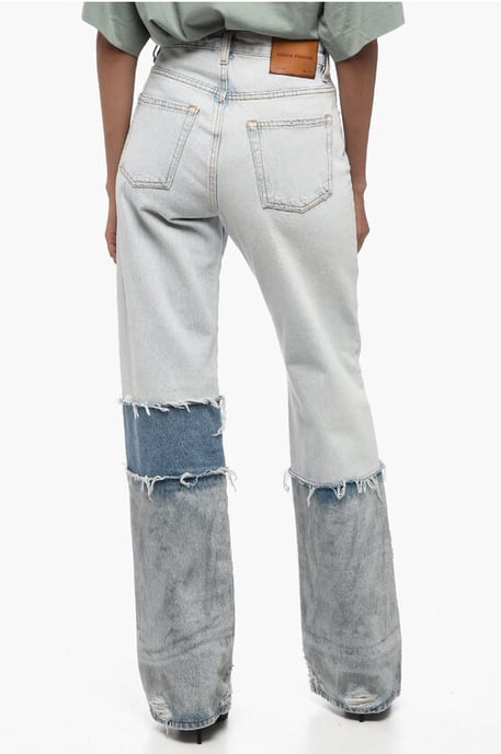 Boyfriend Fit Denim van katoen met contrasterende banden, 24 cm in lichtblauw - Image 2