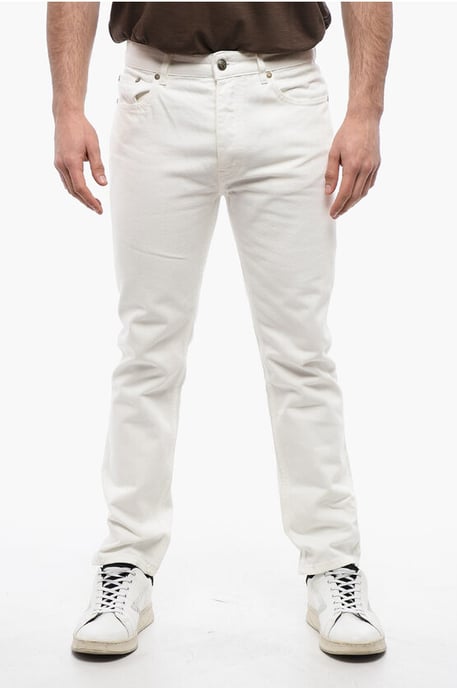 5-pocket slim fit denim met riemlussen 18 cm in wit - Image 1