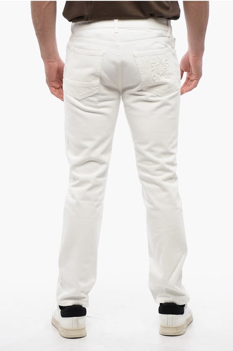 5-pocket slim fit denim met riemlussen 18 cm in wit - Image 2
