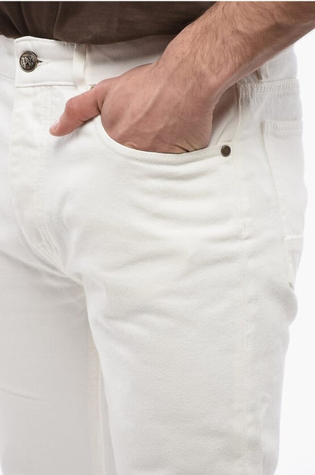5-pocket slim fit denim met riemlussen 18 cm in wit - Image 3