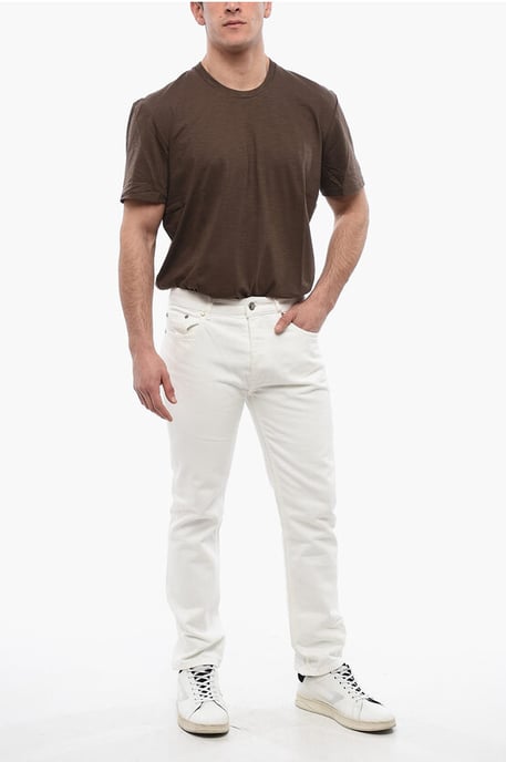 5-pocket slim fit denim met riemlussen 18 cm in wit - Image 4