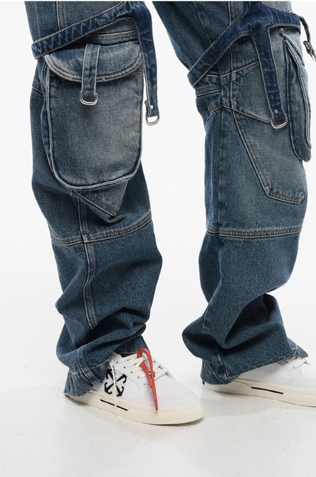 Losse cargojeans met normale taille in blauw - Image 4