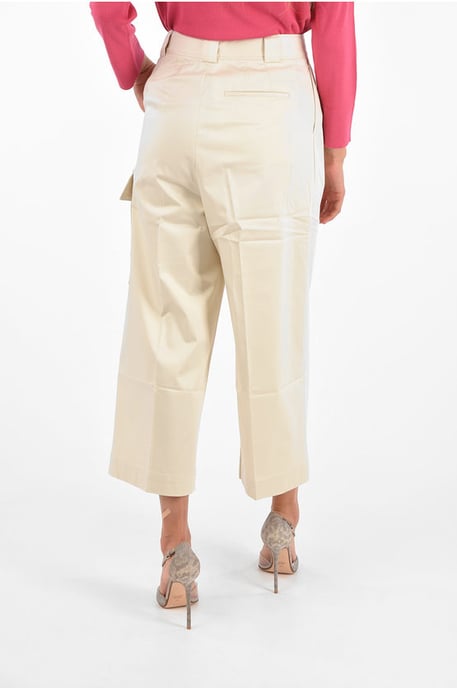 Dubbelgeplooide utility-broek met wijde pijpen in beige - Image 2
