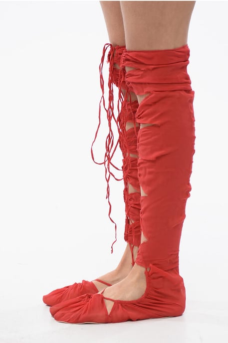 TABI Thing-Highs veterschoenen van zijdemix in rood - Image 2