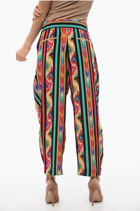 Bedrukte zijden HAREM-broek in veelkleurig - Image 2