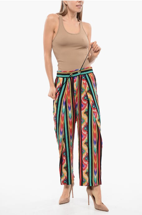Bedrukte zijden HAREM-broek in veelkleurig - Image 4