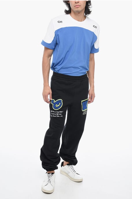 Geborduurde VARS-joggingbroek met patchwork in zwart - Image 4