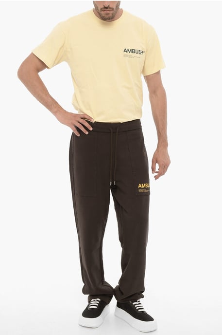 Joggingbroek van geborsteld katoen met contrasterend logo in bruin - Image 4