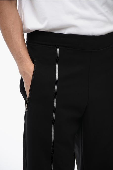 Viscose Blend Tapered Fit Sweatpants met Tape Detail in Zwart - Image 2