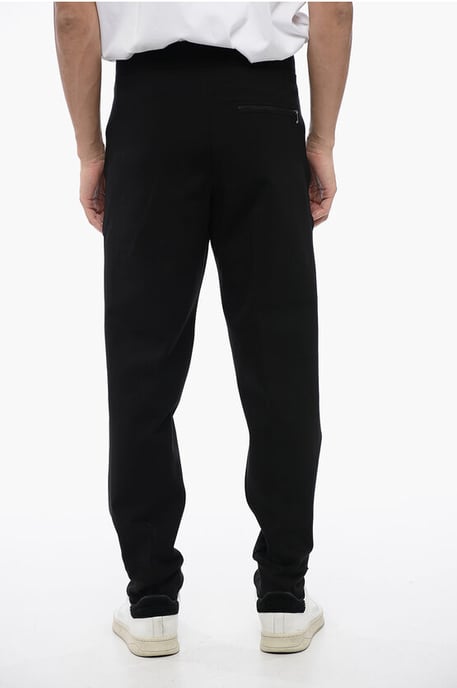Viscose Blend Tapered Fit Sweatpants met Tape Detail in Zwart - Image 4