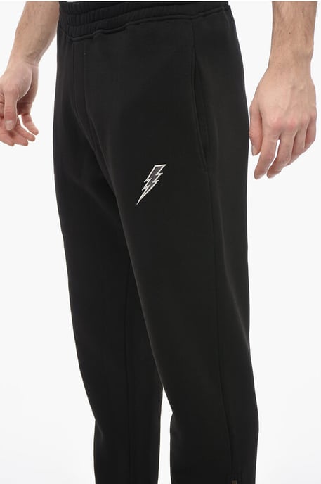 Losse joggingbroek van katoenmix met enkelrits in zwart - Image 3