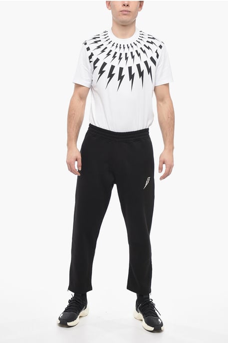 Losse joggingbroek van katoenmix met enkelrits in zwart - Image 4