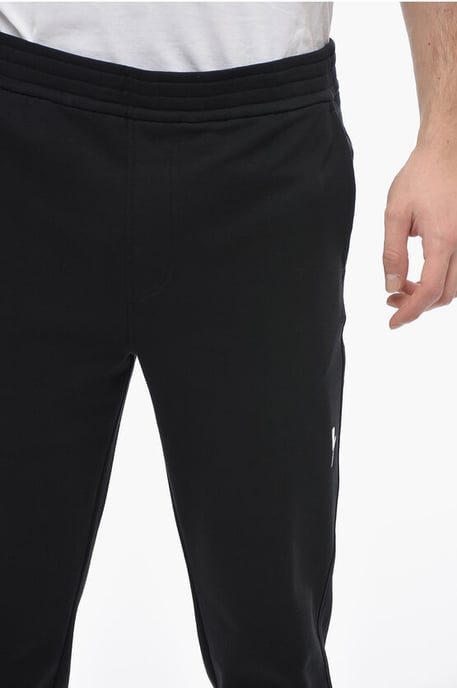 Skinny joggingbroek van katoen met boorden in zwart - Image 3