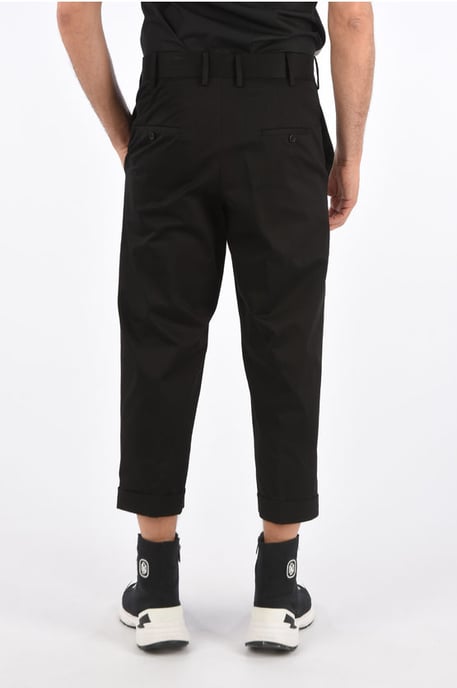 Lage taille broek met piping in zwart - Image 2
